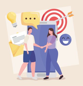 poster with persons doing marketing online